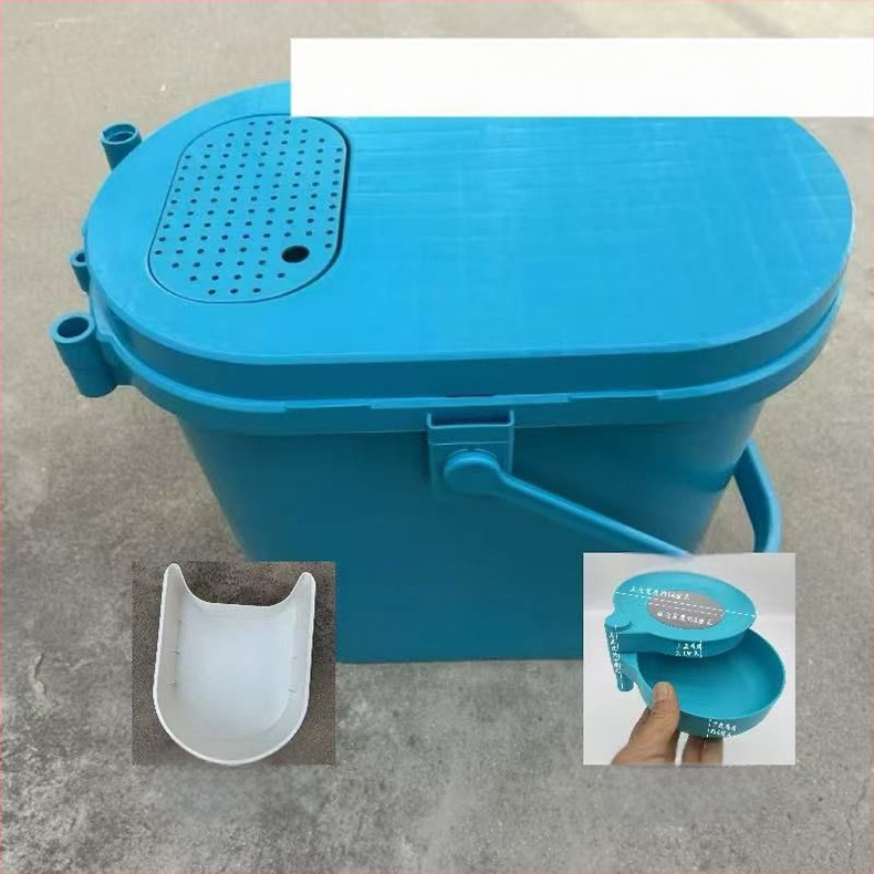 Găleată de pescuit multifuncțională cu tavă pentru momeli, formă ovală, corp îngroșat tare, din plastic, 1,6 kg