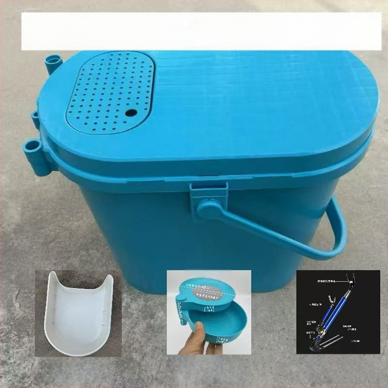 Găleată de pescuit multifuncțională cu tavă pentru momeli, formă ovală, corp îngroșat tare, din plastic, 1,6 kg