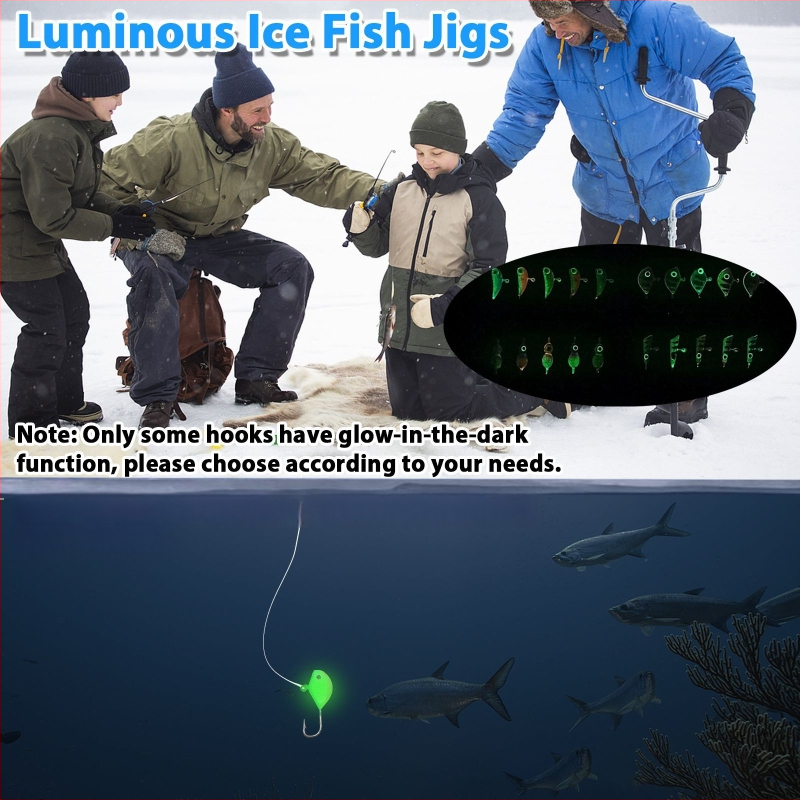 Set de cârlige cu plumb pentru pescuitul la gheț în râu, 100 buc