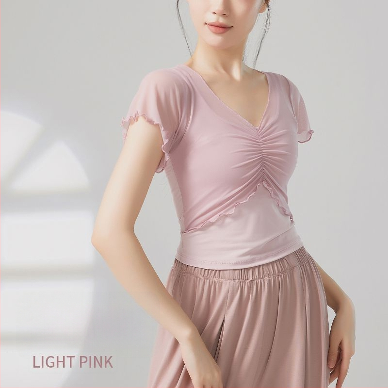 Sieviešu baleta bodijs etniskām dejām — īsas piedurknes, poliestera-elastāna maisījums, pavasaris 2025