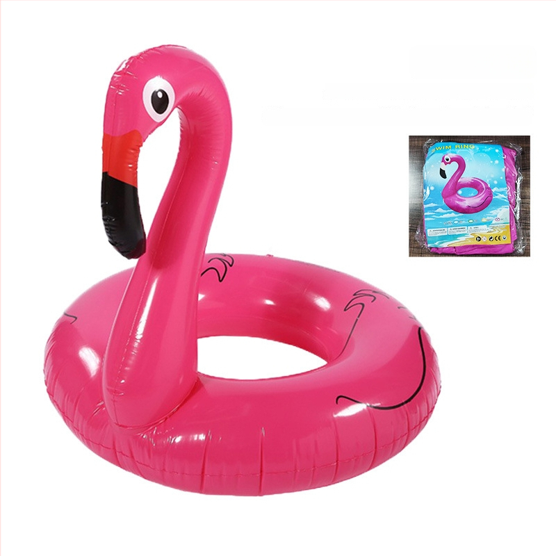 Inel de înot gonflabil pentru adulți — PVC ecologic, imprimeu flamingo, grosime 0,15 mm, potrivit pentru piscină și parc acvatic