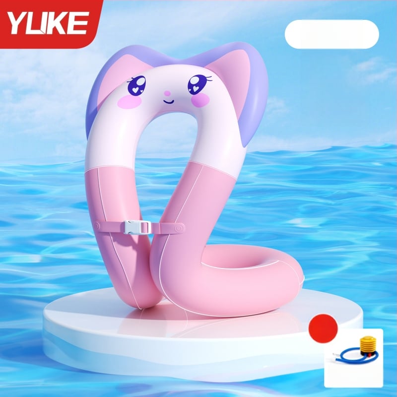 Inel de înot pentru copii cu două camere de aer, protecție împotriva înecării, model desen animat, PVC ecologic
