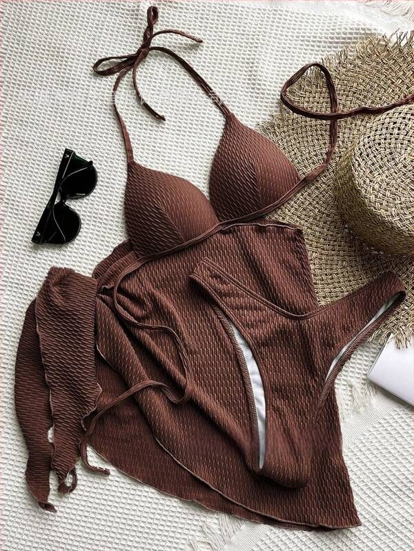 Set de baie trei piese, poliester, 300 g, căptușeală 95% poliester, cupe cu căptușeală, fără suport metalic