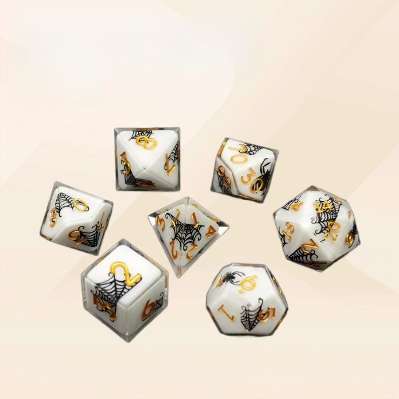 7 dalių dervinių kauliukų rinkinys su Cthulhu tema stalo RPG (D&D), įskaitant D20