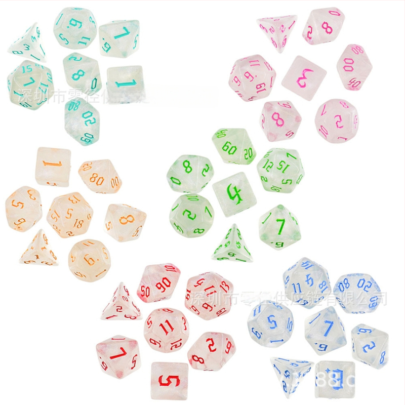 Kauliukai - 7 dalių plastikinė komplektas, daugialypli suapvalintais kampais, pritaikomas