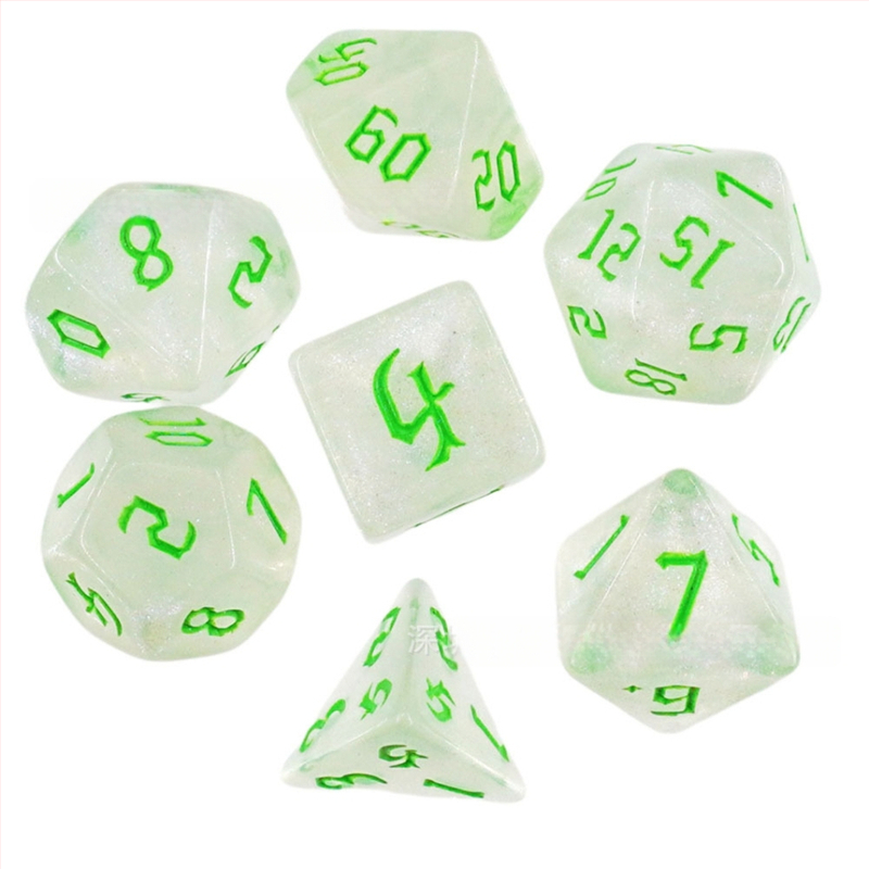 Kauliukai - 7 dalių plastikinė komplektas, daugialypli suapvalintais kampais, pritaikomas