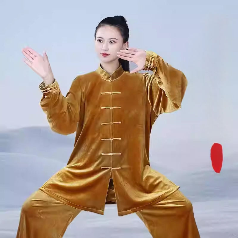 Hongji Tai Chi kostim zlatim baršunom, jesensko-zimski, unisex za odrasle, 2025 novi dizajn za vježbanje Tai Cija i borilačkih vještina
