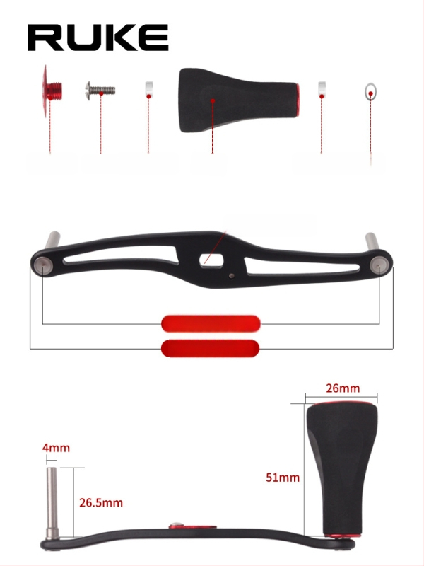 RUKE mâner de braț reglabil pentru mulinete de pescuit – ușor, extins și mărit, EVA anti-derapant, potrivire universală