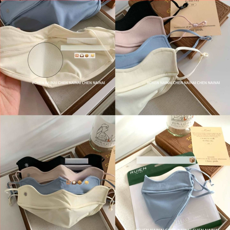 Siltā seja maska ar ausu āķiem, Derong materiāls, šūšana, Kuangmu zīmols, ziema, sieviete