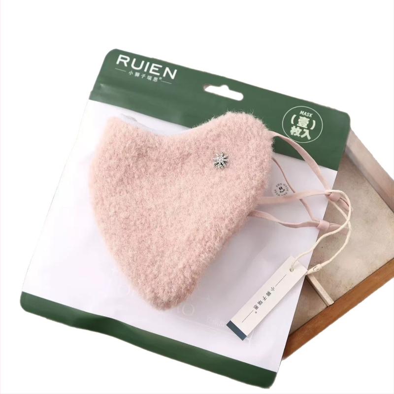 Siltā ziemas sejas maska ar ausu siksniņām, poliestera šķiedra, sievietēm, korejiešu stils