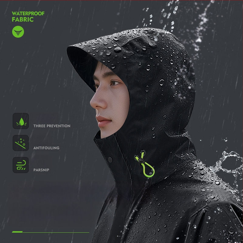 Suaugusiųjų lietaus komplektas — atskiras lietaus paltas, unisex viso kūno lietaus drabužiai elektroniniam dviračiui/motociklui, PVC audinys su vandeniui atspariu PVC klijų sluoksniu