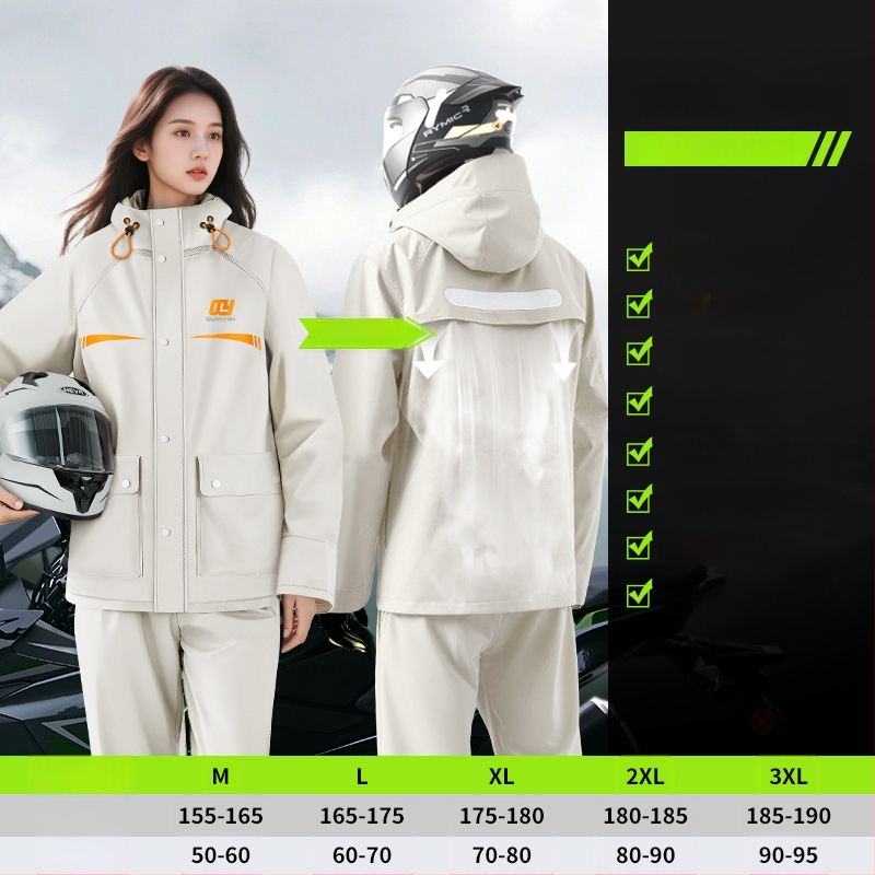 Suaugusiųjų lietaus komplektas — atskiras lietaus paltas, unisex viso kūno lietaus drabužiai elektroniniam dviračiui/motociklui, PVC audinys su vandeniui atspariu PVC klijų sluoksniu