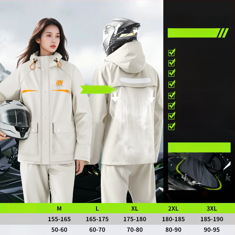 Suaugusiųjų lietaus komplektas — atskiras lietaus paltas, unisex viso kūno lietaus drabužiai elektroniniam dviračiui/motociklui, PVC audinys su vandeniui atspariu PVC klijų sluoksniu