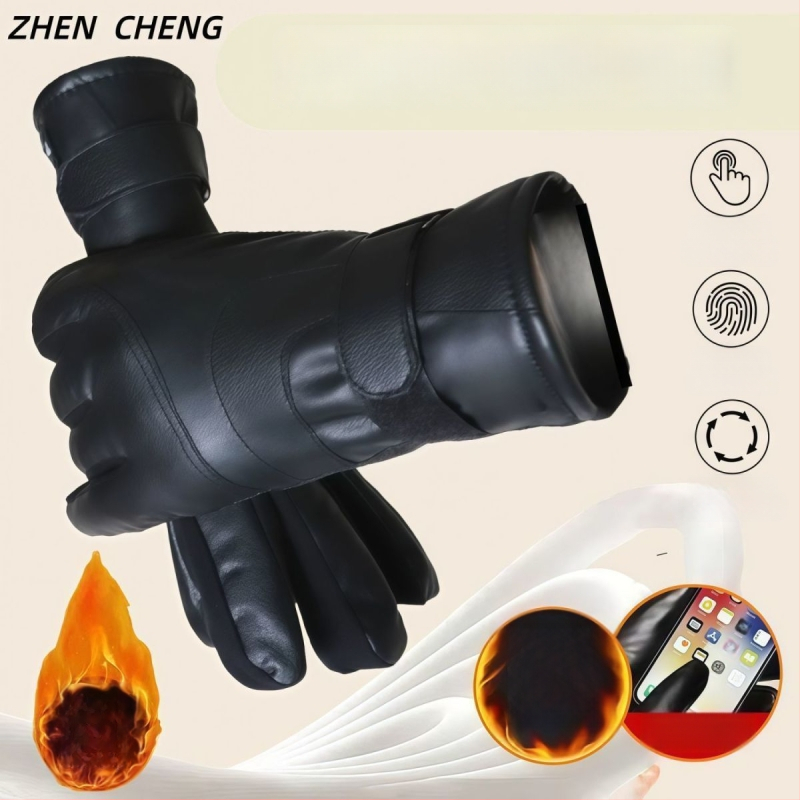 Mănuși din piele pentru ciclism, unisex, cu degete separate, compatibile cu ecran tactil, adulți