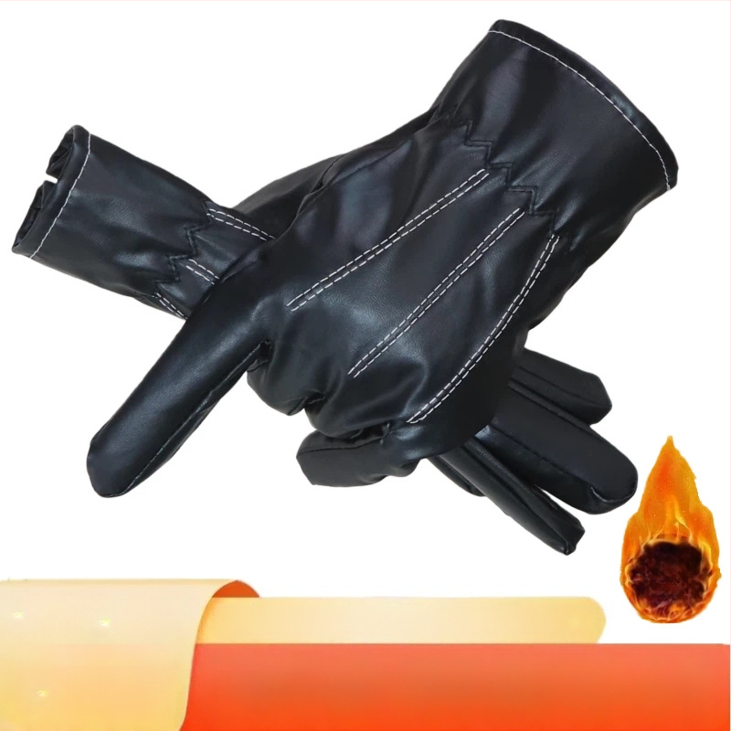 Mănuși din piele pentru ciclism, unisex, cu degete separate, compatibile cu ecran tactil, adulți