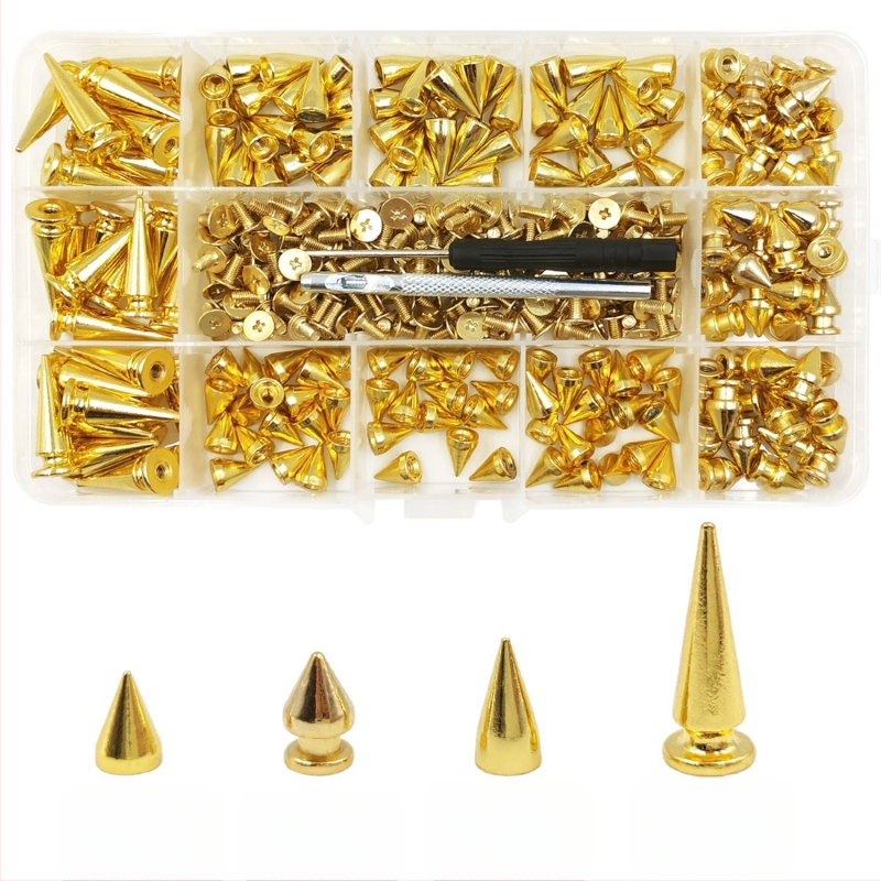 Set de nituri metalice pentru piele — cap bullet, conic, nituri decorative punk pentru paltoane, blugi, pălării, curele și genți (Huafei)