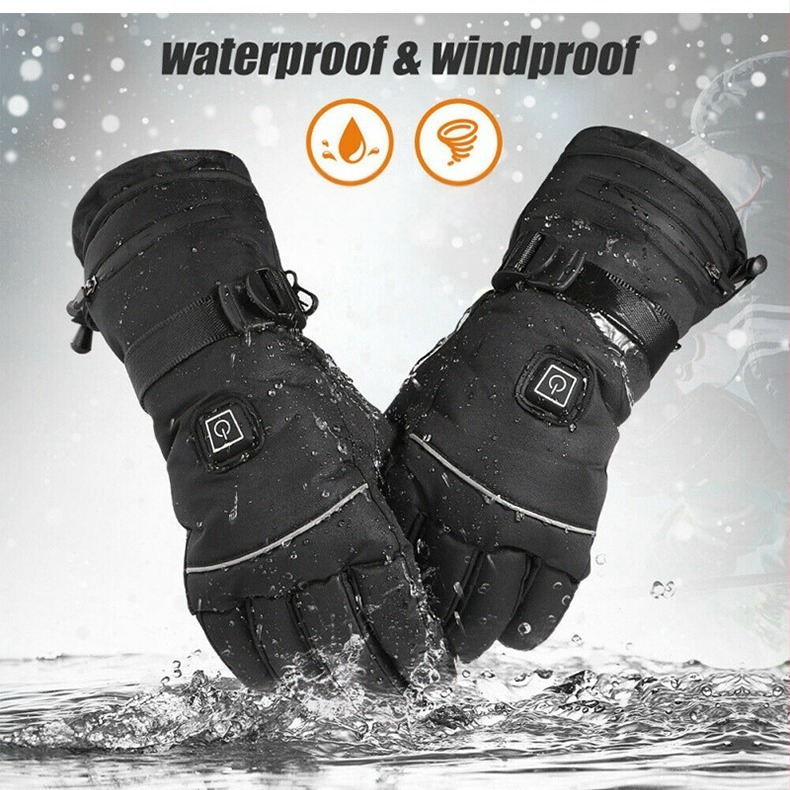 Skijaške rukavice s grijanjem na litijsku bateriju, grijanje cijele šake i prstiju, vodootporna podstava od najlona i pamuka, za odrasle, unisex