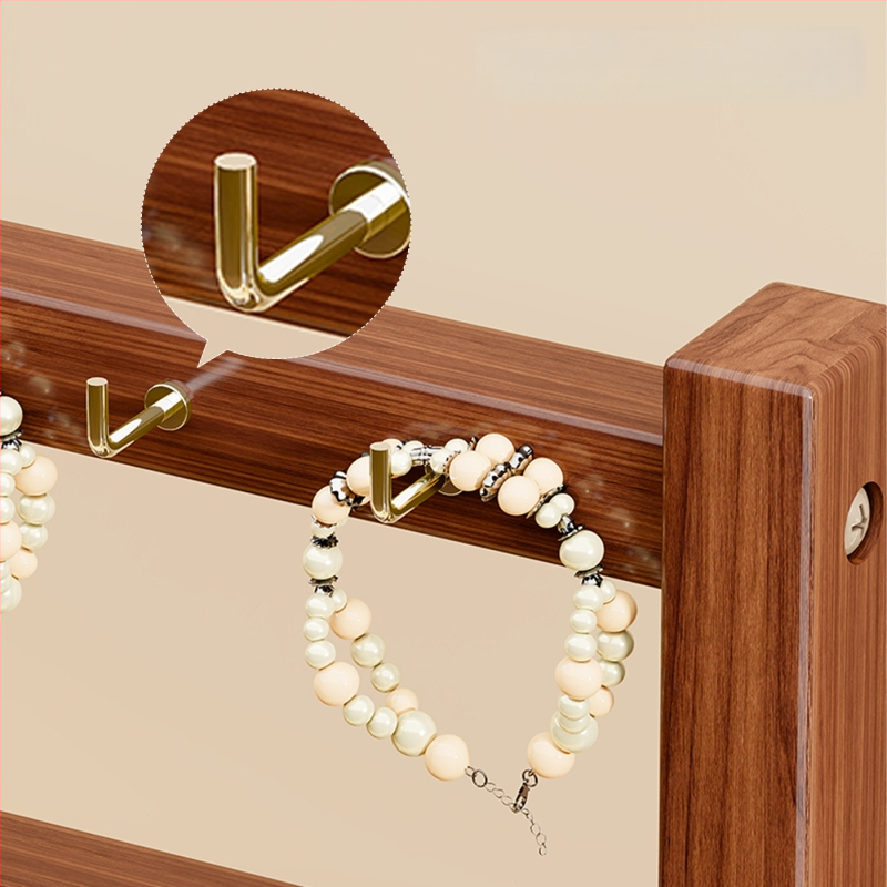 Nelja-korruseline puidust käevõrude näidelaud – lauase ehteloendur käevõrud, kaelakeed ja juukseaksessuaarid