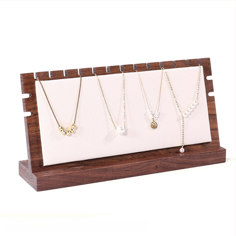 Masyvo riešutmedžio karolėlių ekspozicijos stovas, vertikalus dizainas, vieno sluoksnio, atskiriamas pakabukų dėklas