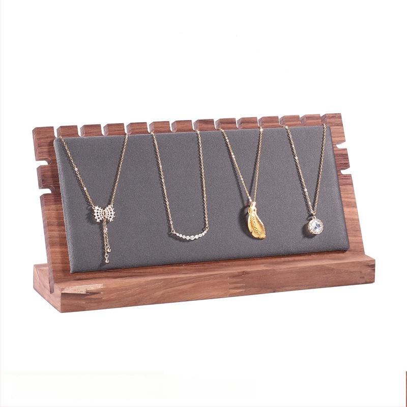 Masyvo riešutmedžio karolėlių ekspozicijos stovas, vertikalus dizainas, vieno sluoksnio, atskiriamas pakabukų dėklas