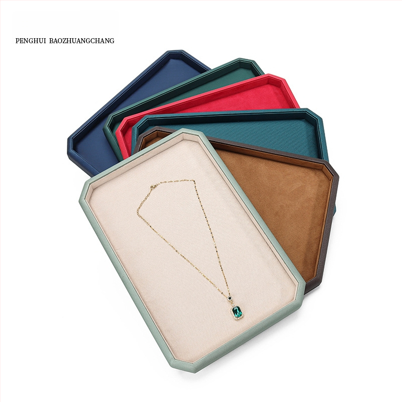 Aštuonkampis PU odos juvelyrinių dėklas, vieno sluoksnio demonstravimo dėklas, siuvimo apdaila, aukštos kokybės stilius