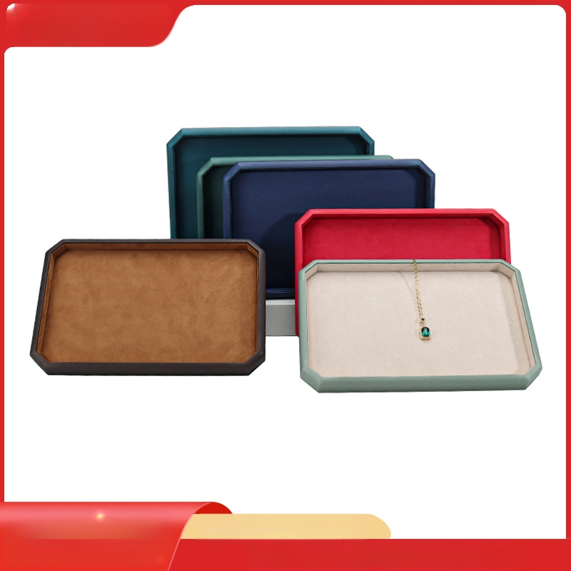 Aštuonkampis PU odos juvelyrinių dėklas, vieno sluoksnio demonstravimo dėklas, siuvimo apdaila, aukštos kokybės stilius