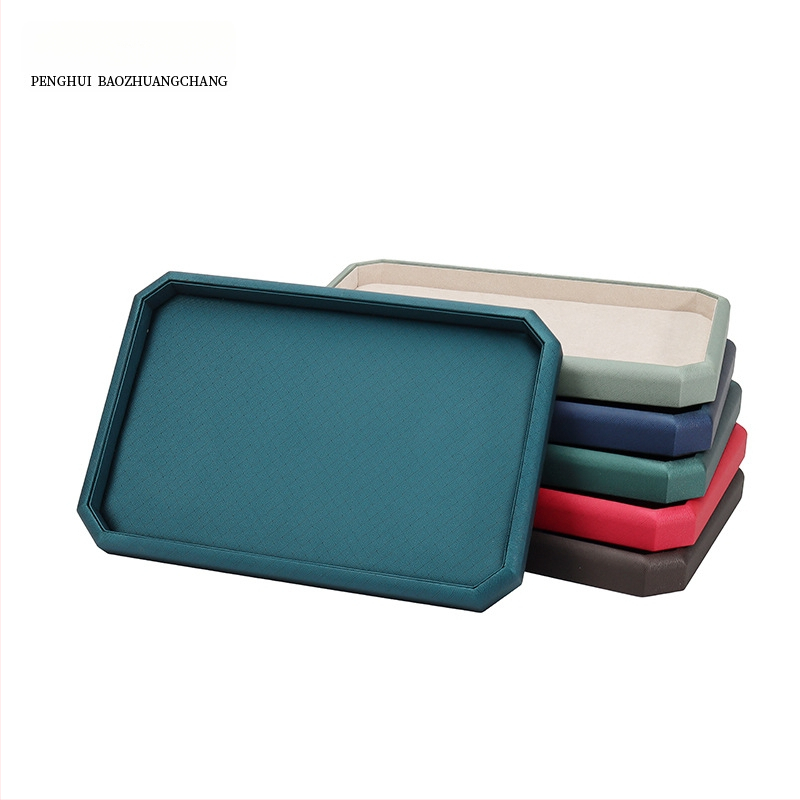 Aštuonkampis PU odos juvelyrinių dėklas, vieno sluoksnio demonstravimo dėklas, siuvimo apdaila, aukštos kokybės stilius