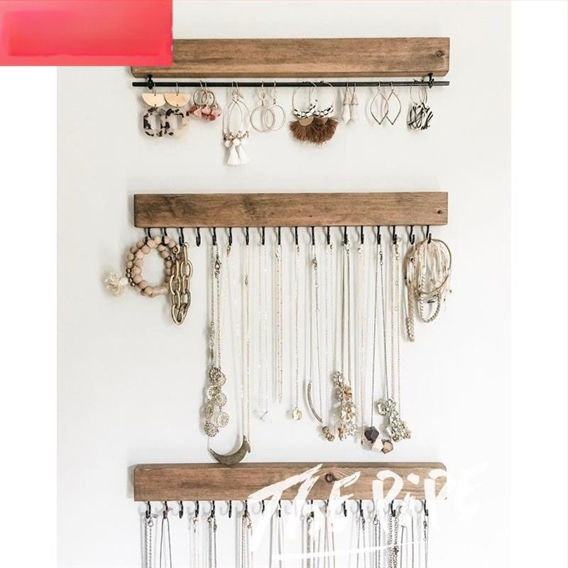 Puidust seinale kinnitatav juveelide riiul puurimisvaba kinnitus – kõrvarõngaste jaoks, 1 kiht