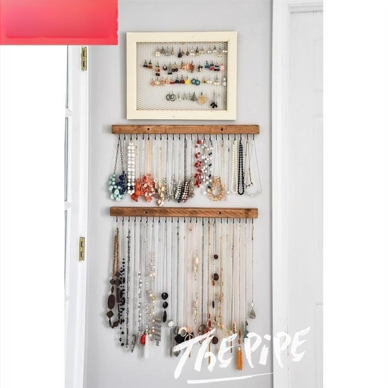 Puidust seinale kinnitatav juveelide riiul puurimisvaba kinnitus – kõrvarõngaste jaoks, 1 kiht