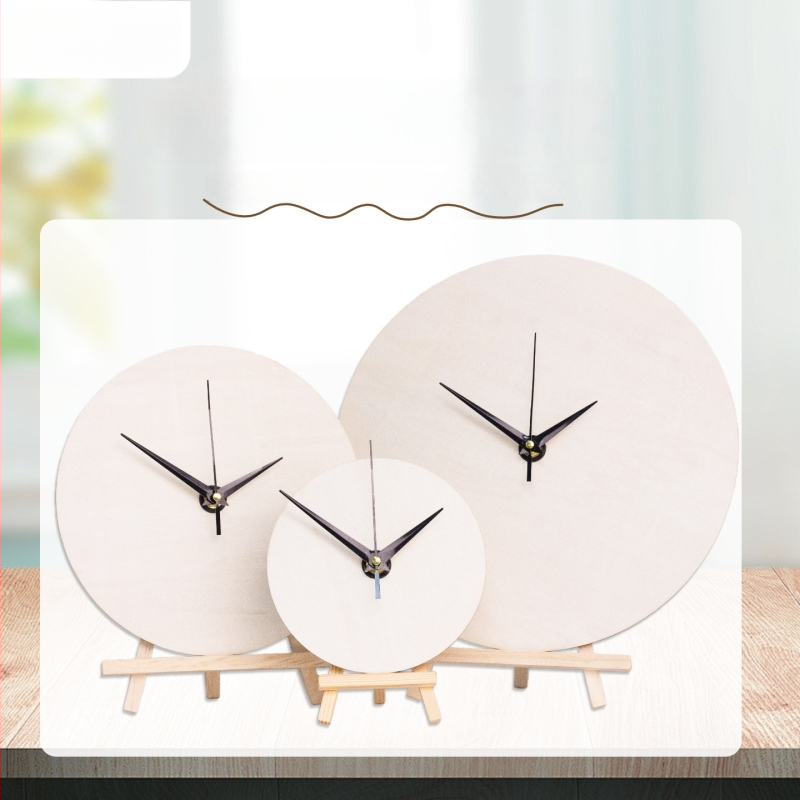 DIY sienas pulkstenis – apaļa koka plāksne, plūstošā glezna, izglītojoša rotaļa, piemērots mājām un birojā, Jauns ķīniešu stils