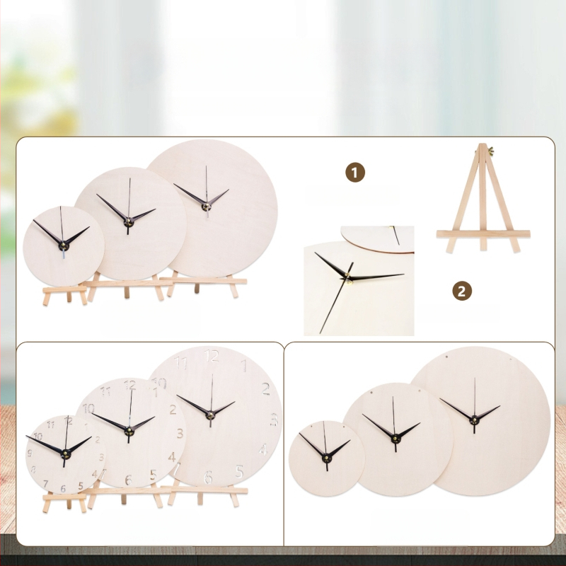 DIY sienas pulkstenis – apaļa koka plāksne, plūstošā glezna, izglītojoša rotaļa, piemērots mājām un birojā, Jauns ķīniešu stils