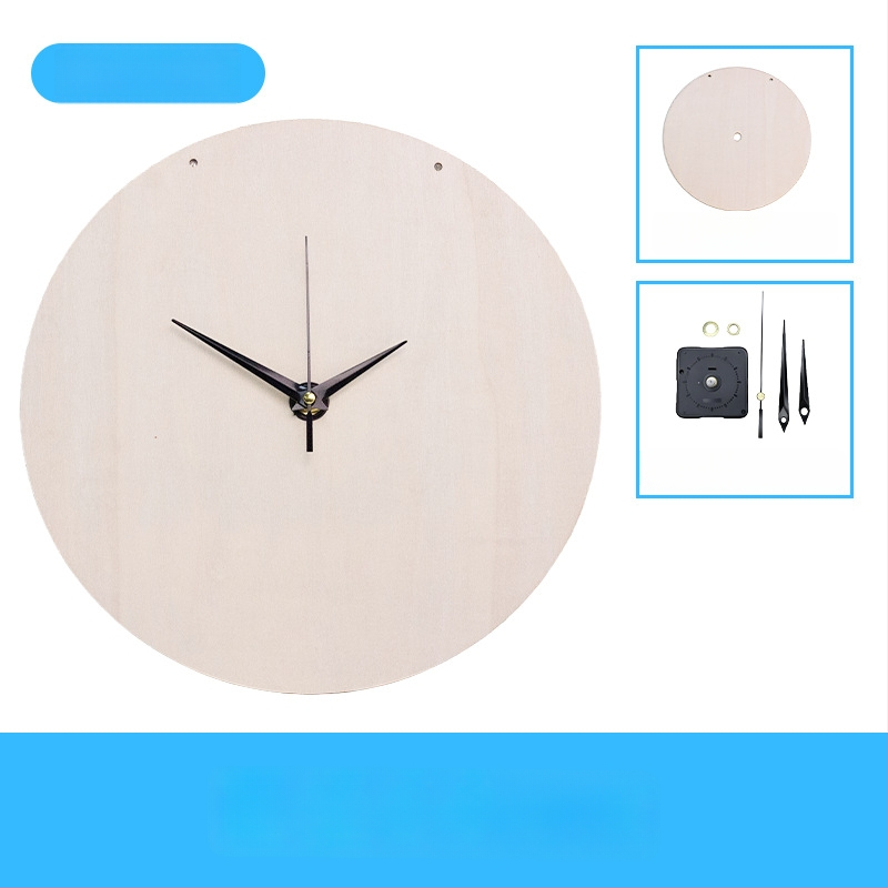 DIY sienas pulkstenis – apaļa koka plāksne, plūstošā glezna, izglītojoša rotaļa, piemērots mājām un birojā, Jauns ķīniešu stils