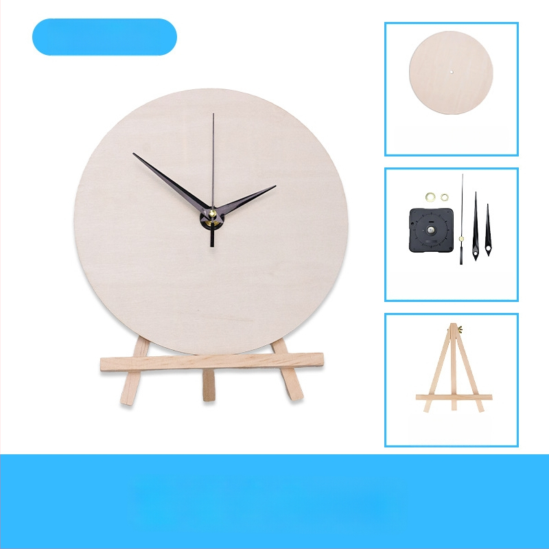 DIY sienas pulkstenis – apaļa koka plāksne, plūstošā glezna, izglītojoša rotaļa, piemērots mājām un birojā, Jauns ķīniešu stils