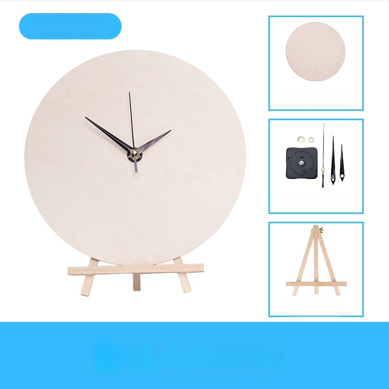 DIY sienas pulkstenis – apaļa koka plāksne, plūstošā glezna, izglītojoša rotaļa, piemērots mājām un birojā, Jauns ķīniešu stils