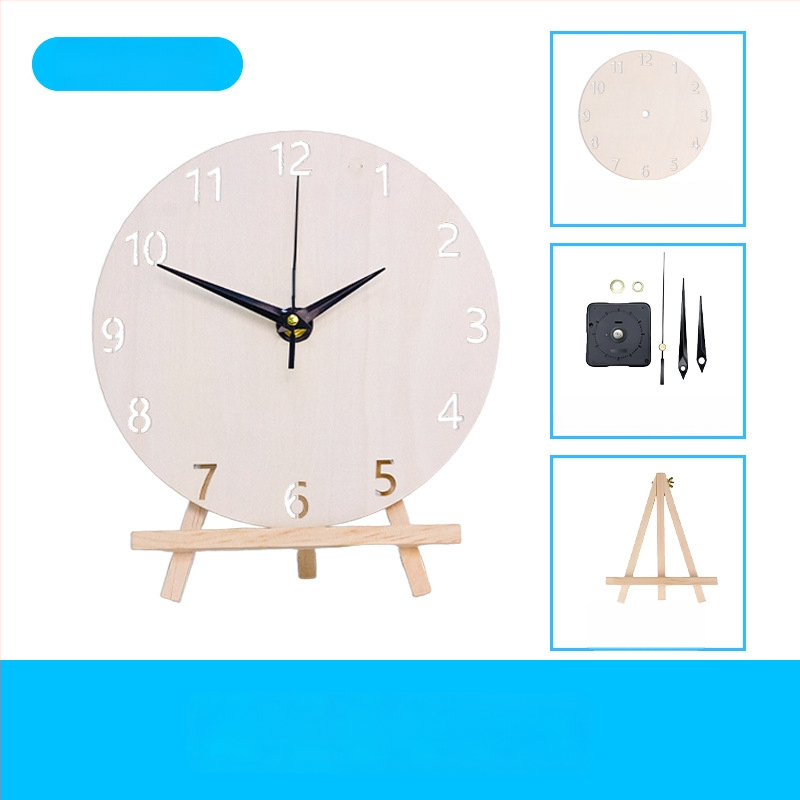 DIY sienas pulkstenis – apaļa koka plāksne, plūstošā glezna, izglītojoša rotaļa, piemērots mājām un birojā, Jauns ķīniešu stils