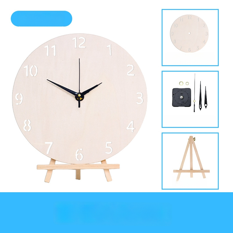 DIY sienas pulkstenis – apaļa koka plāksne, plūstošā glezna, izglītojoša rotaļa, piemērots mājām un birojā, Jauns ķīniešu stils