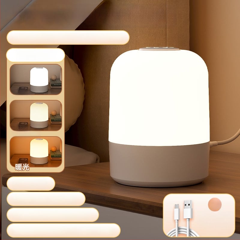 Lampă de noapte cu ceas și ecran LED, baterie reîncărcabilă, control tactil, iluminare ambientală, design geometric 3D