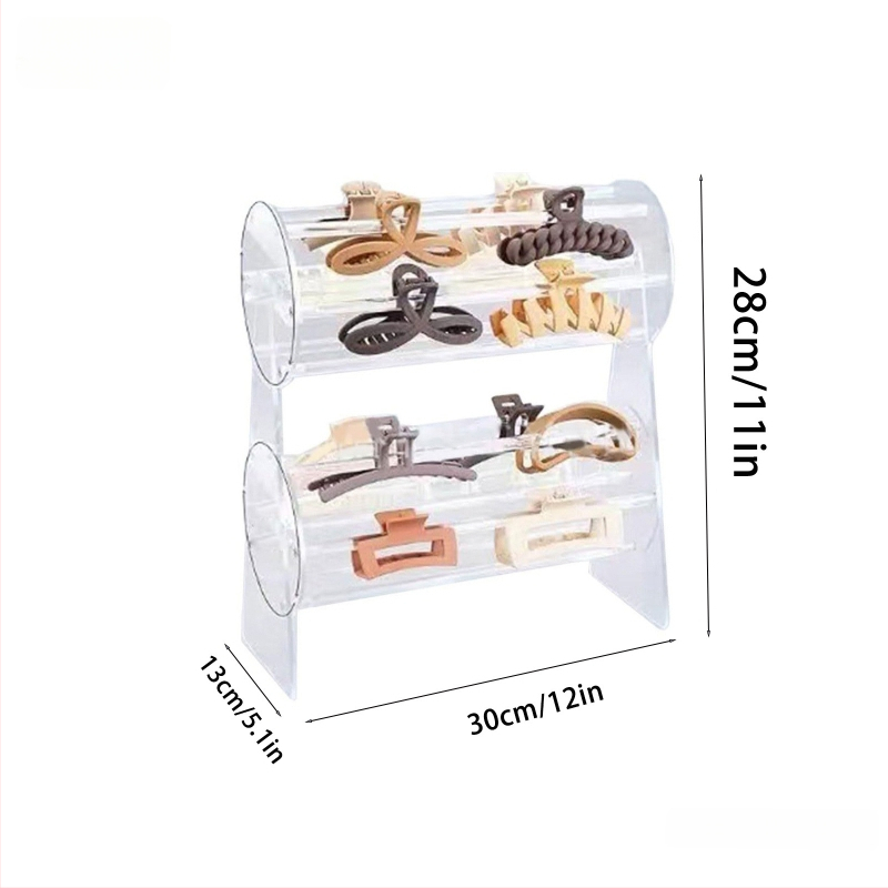 Akrilo juvelyrinių aksesuarų ekspozicijos stendas, skaidrus, vieno aukšto, sujungimo konstrukcija, mergaitiško stiliaus, palaiko etikečių žymėjimą