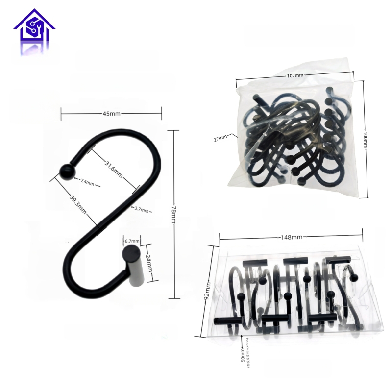 Metāla aizkaru karabīne, cilindriskā T- un S-formas dizains, mūsdienīgs minimālisma stils, fu'luo