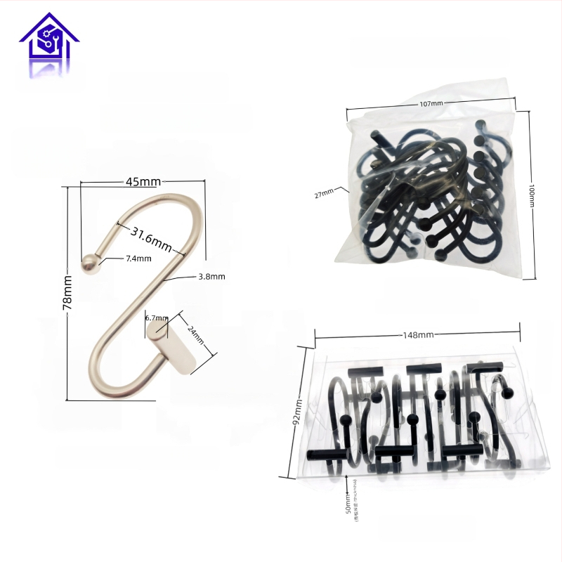 Metāla aizkaru karabīne, cilindriskā T- un S-formas dizains, mūsdienīgs minimālisma stils, fu'luo