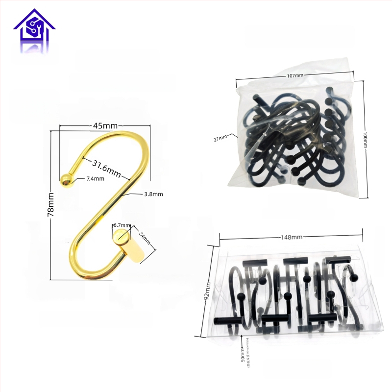 Metāla aizkaru karabīne, cilindriskā T- un S-formas dizains, mūsdienīgs minimālisma stils, fu'luo