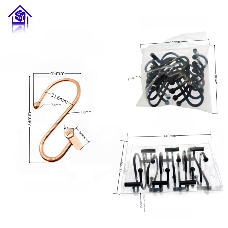 Metāla aizkaru karabīne, cilindriskā T- un S-formas dizains, mūsdienīgs minimālisma stils, fu'luo