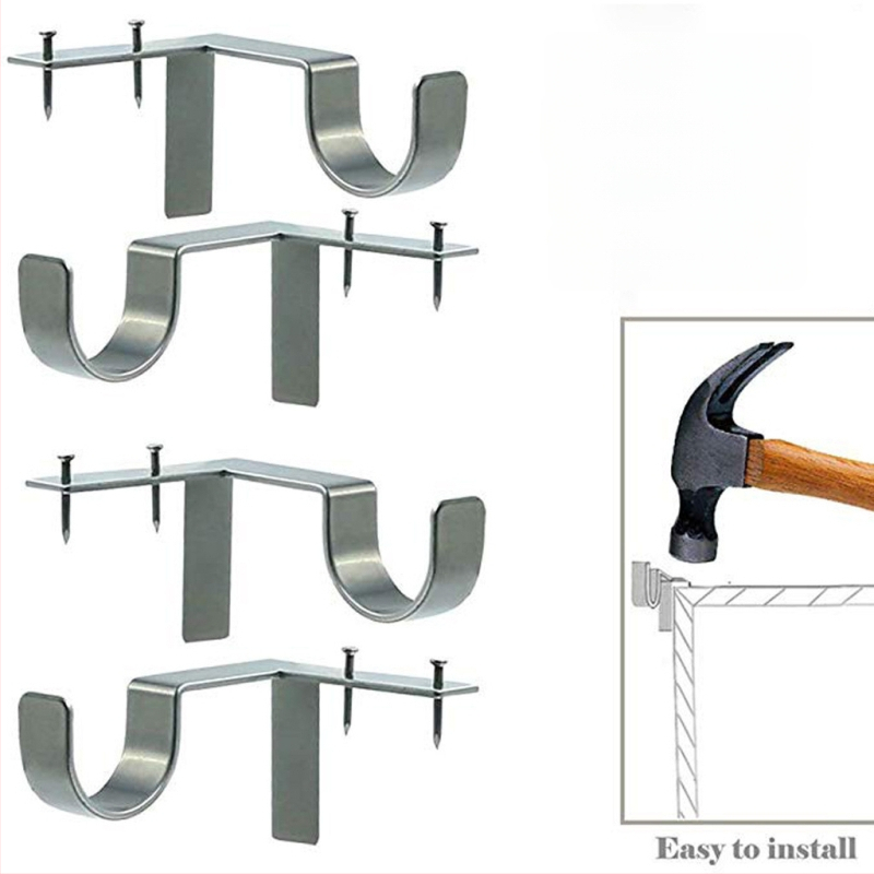 Aizkaru stieņa stiprinājums ar āķi | Materiāls: cinka sakausējums; Tips: universāls; Stils: moderns un vienkāršs