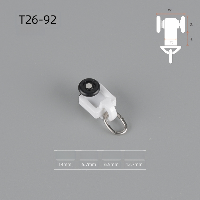 Aizkaru rievu ritināšanas aksesuāri, modelis T26-33; materiāls PE + nerūsējošs tērauds; piemērots karājamiem aizkariem; pielāgota apstrāde