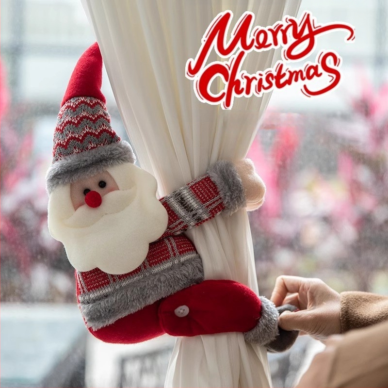 Bangfa Ziemassvētku multenes aizkaru siksnas – audums, pāris sprādzes, guļamistabai un viesistabai