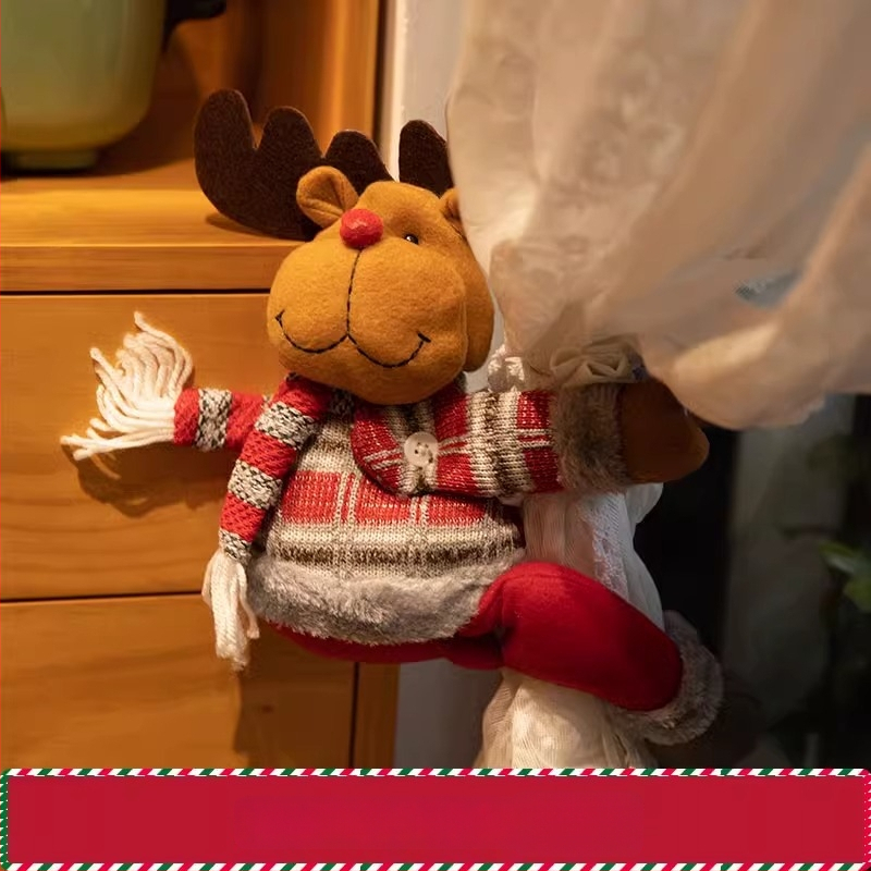 Bangfa Ziemassvētku multenes aizkaru siksnas – audums, pāris sprādzes, guļamistabai un viesistabai