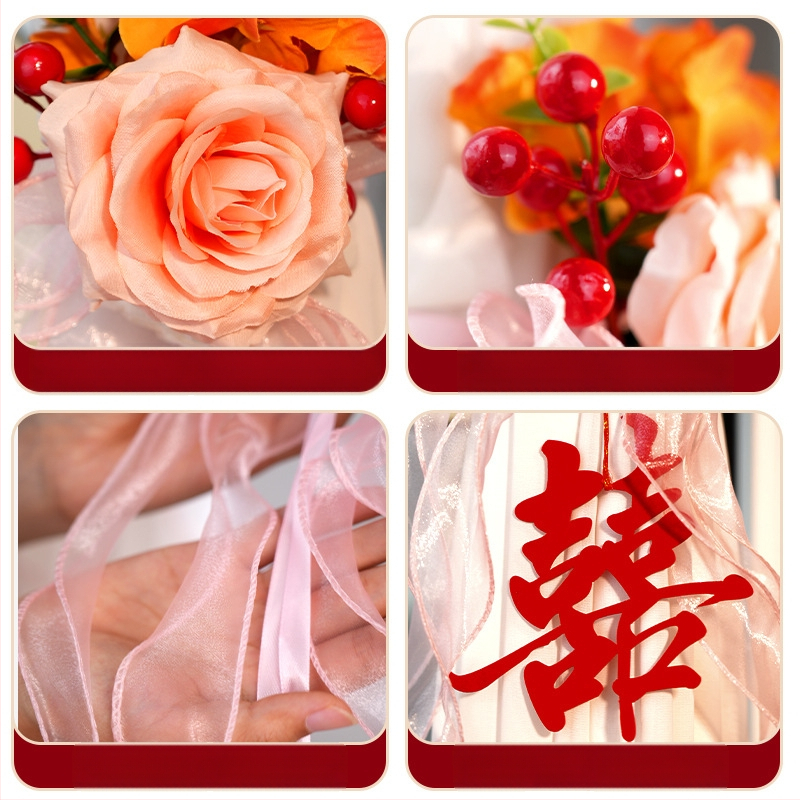 Kāzu istabas dekors: aizkarti aizkars ar dubulto laimes piekari; Materiāls: lentīte; Zīmols: Flower spark red; Preces kods: 2015712; Iepakojums: Opp bag