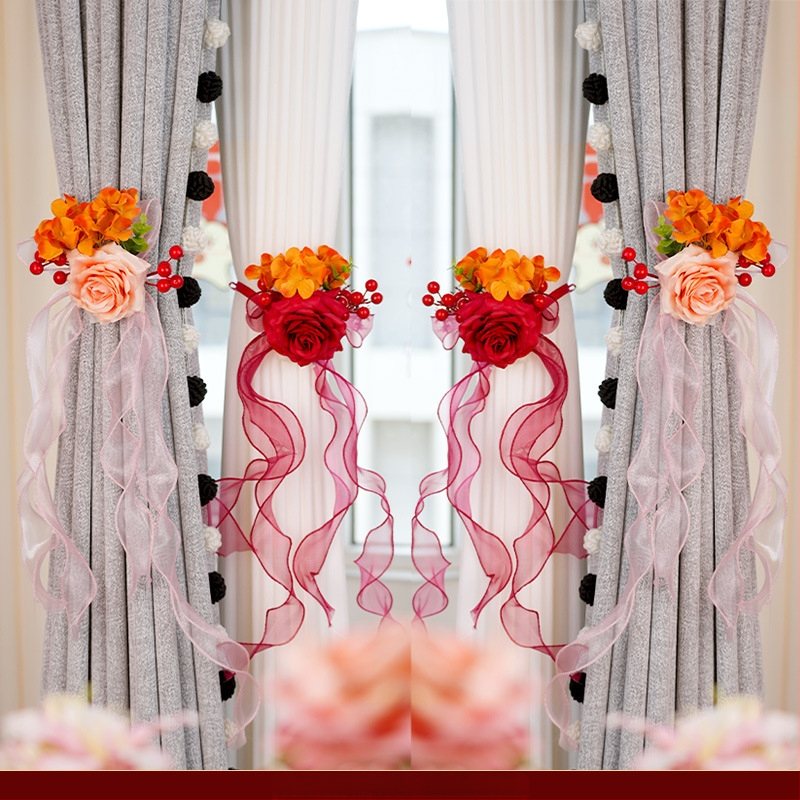 Kāzu istabas dekors: aizkarti aizkars ar dubulto laimes piekari; Materiāls: lentīte; Zīmols: Flower spark red; Preces kods: 2015712; Iepakojums: Opp bag