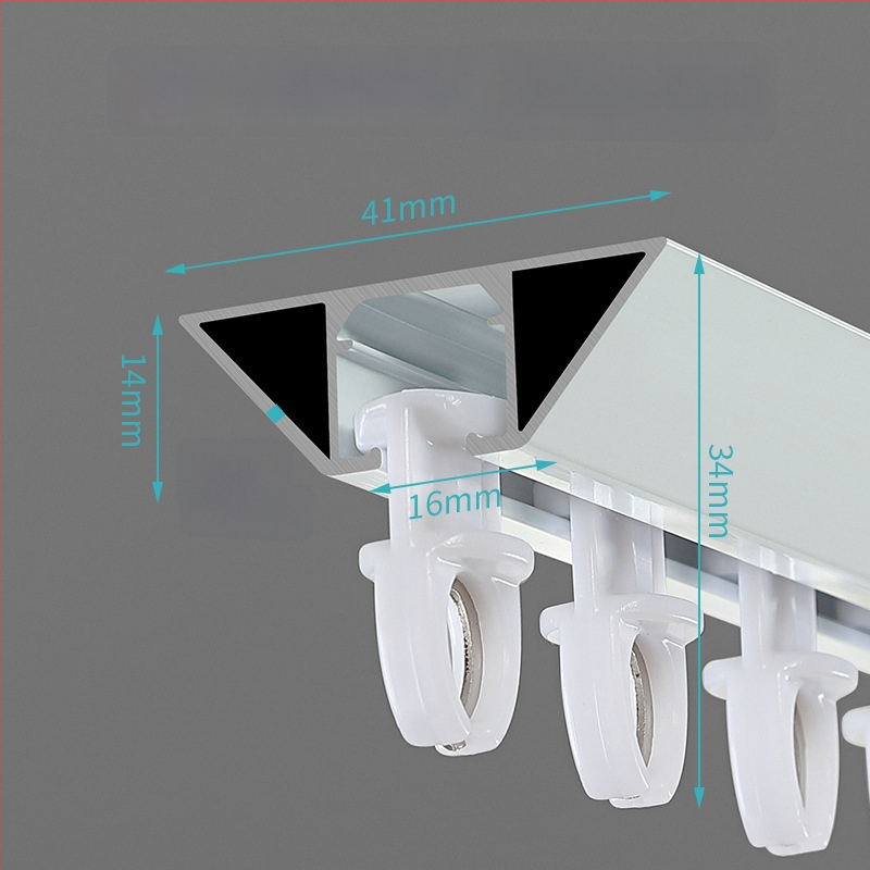 JFL-V01 Īss alumīnija aizkaru sliede, slēpts V-veida dizains, viegls luksusa uzstādīšanas komplekts ar blīvi, rullīti un līmi