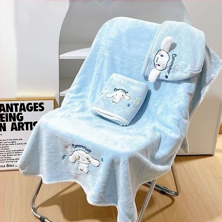 Set de prosoape de baie Yugui Dog, 3 piese, fleece coral, țesătură plată